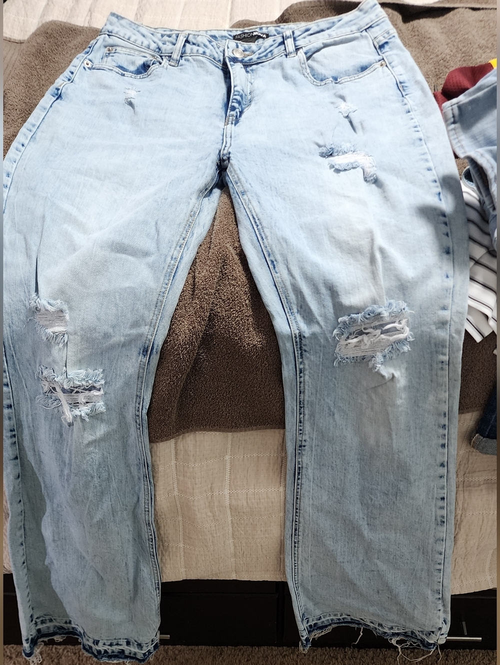 Light Blue Distressed Flared Jeans